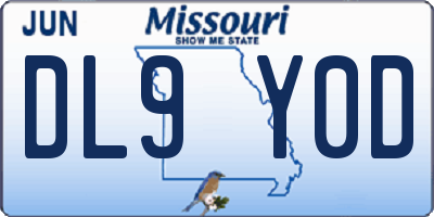 MO license plate DL9Y0D