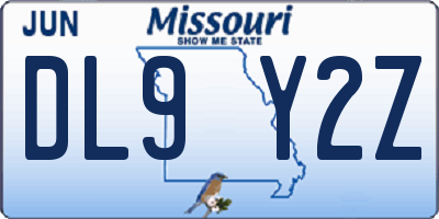 MO license plate DL9Y2Z