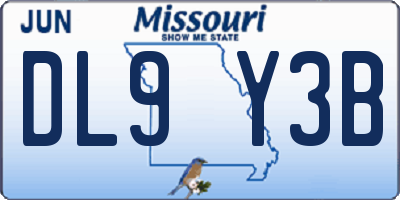 MO license plate DL9Y3B