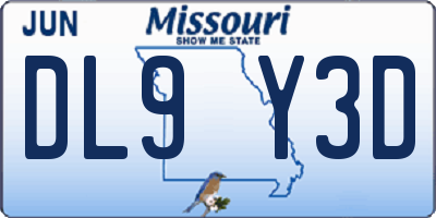 MO license plate DL9Y3D