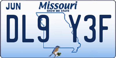 MO license plate DL9Y3F