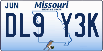 MO license plate DL9Y3K