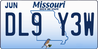 MO license plate DL9Y3W