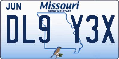 MO license plate DL9Y3X