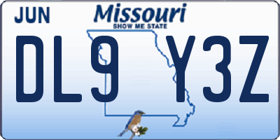 MO license plate DL9Y3Z