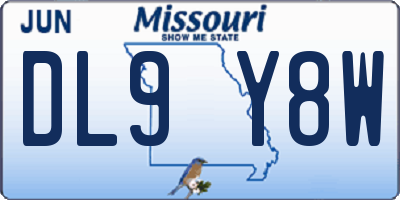 MO license plate DL9Y8W