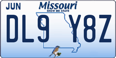 MO license plate DL9Y8Z