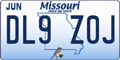 MO license plate DL9Z0J