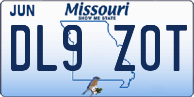 MO license plate DL9Z0T