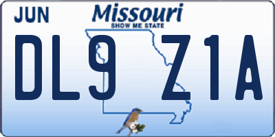 MO license plate DL9Z1A