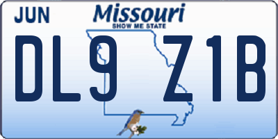 MO license plate DL9Z1B