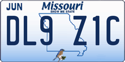 MO license plate DL9Z1C