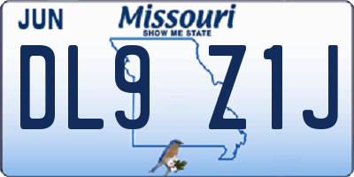 MO license plate DL9Z1J
