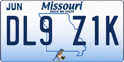MO license plate DL9Z1K