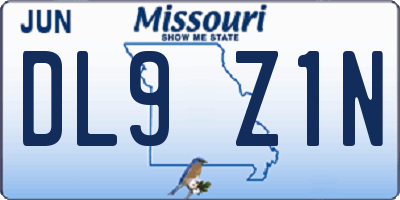 MO license plate DL9Z1N