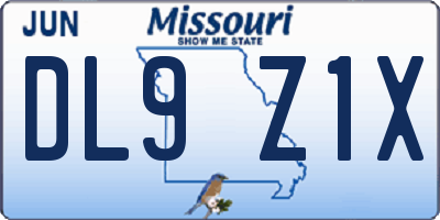 MO license plate DL9Z1X