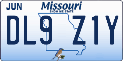 MO license plate DL9Z1Y