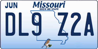 MO license plate DL9Z2A