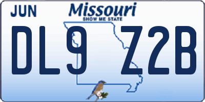 MO license plate DL9Z2B