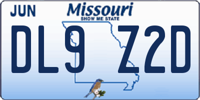 MO license plate DL9Z2D