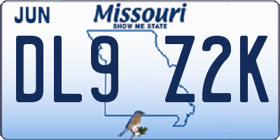 MO license plate DL9Z2K