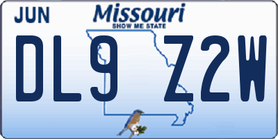MO license plate DL9Z2W