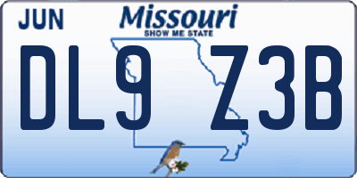 MO license plate DL9Z3B