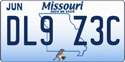 MO license plate DL9Z3C