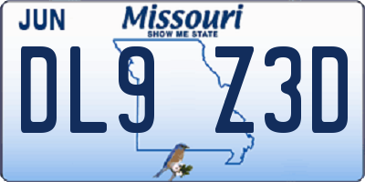MO license plate DL9Z3D