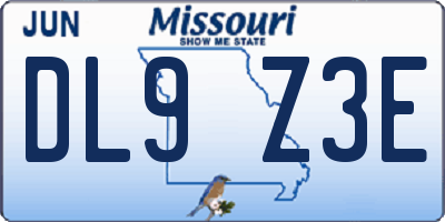 MO license plate DL9Z3E