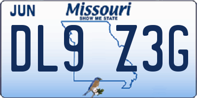 MO license plate DL9Z3G