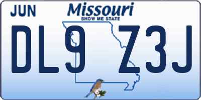 MO license plate DL9Z3J