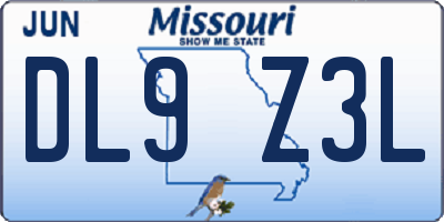 MO license plate DL9Z3L