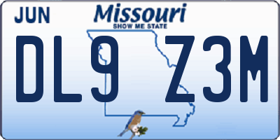 MO license plate DL9Z3M