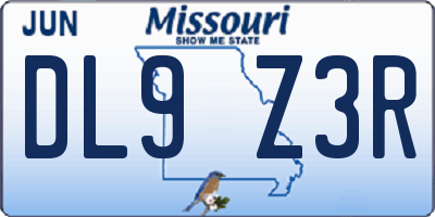 MO license plate DL9Z3R