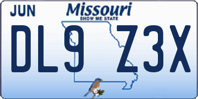 MO license plate DL9Z3X