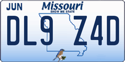 MO license plate DL9Z4D