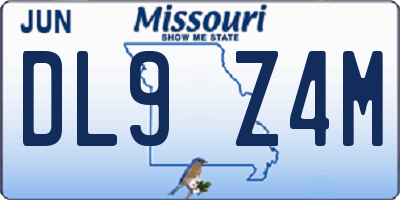 MO license plate DL9Z4M