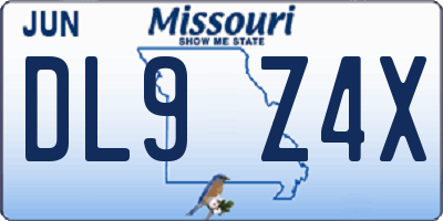 MO license plate DL9Z4X