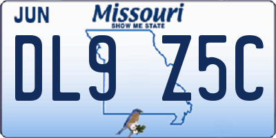 MO license plate DL9Z5C