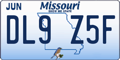 MO license plate DL9Z5F