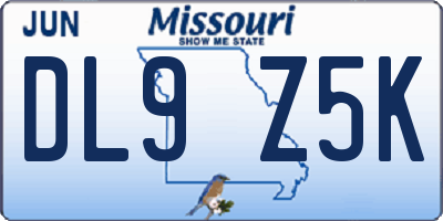 MO license plate DL9Z5K