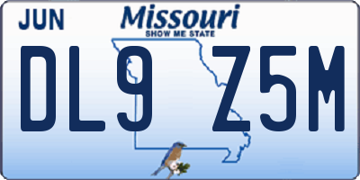 MO license plate DL9Z5M
