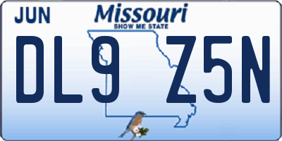 MO license plate DL9Z5N