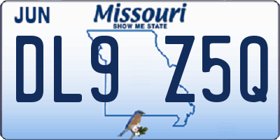 MO license plate DL9Z5Q