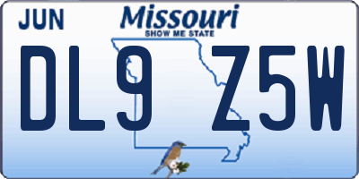 MO license plate DL9Z5W