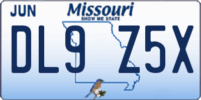 MO license plate DL9Z5X