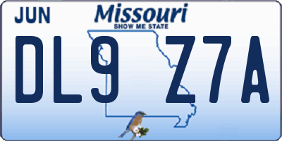 MO license plate DL9Z7A