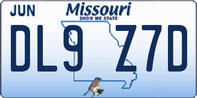 MO license plate DL9Z7D