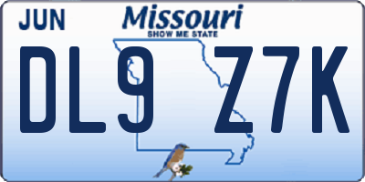 MO license plate DL9Z7K